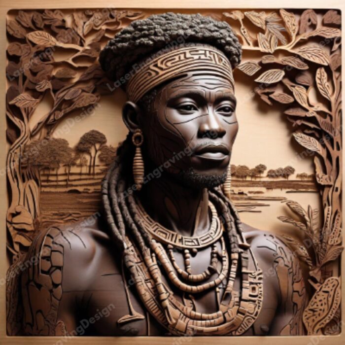 Laser Burn PNG, Laser Engraving File, Laser Burn File, African Native Man